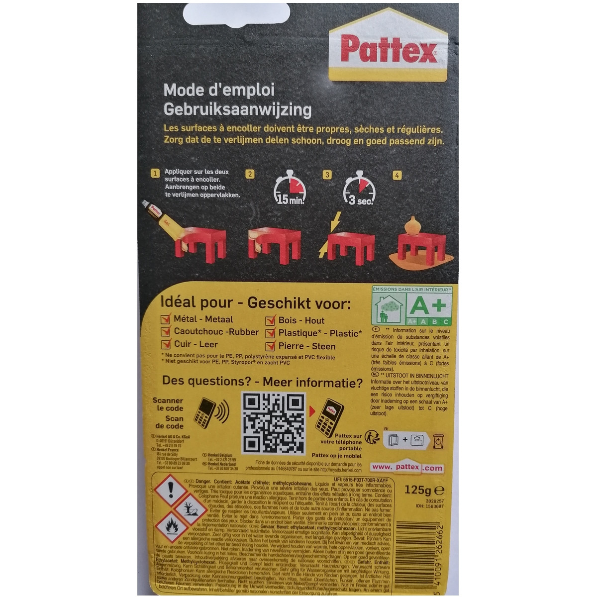 Colle Neoprene Gel 125 G Pattex Henkel Loctite Sarlat Outillage