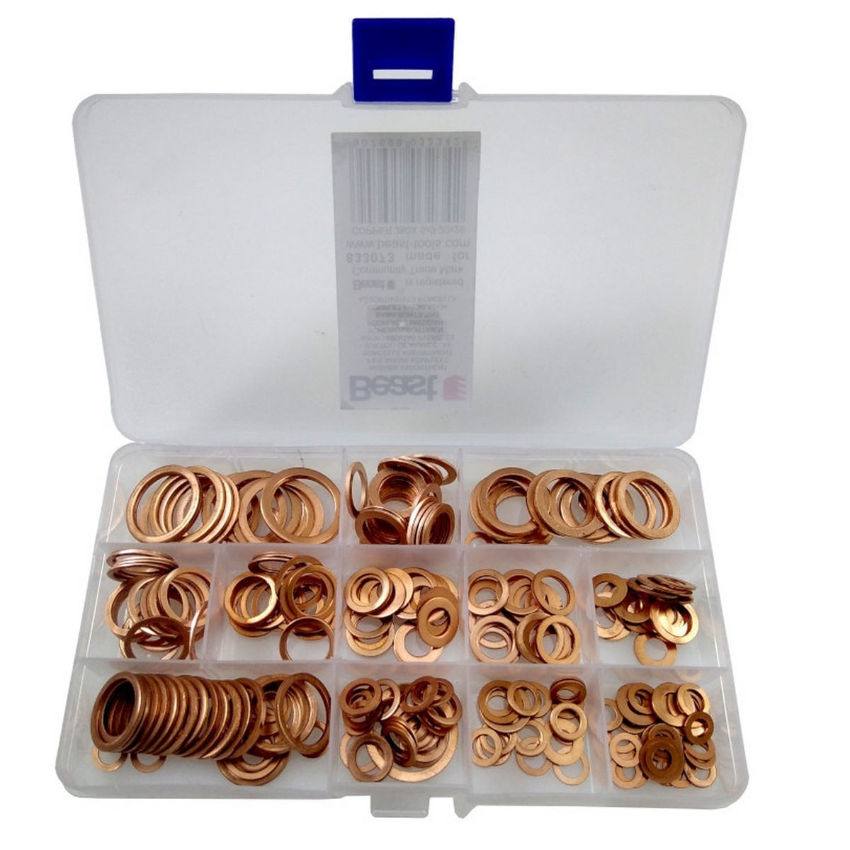 COFFRET de 280 RONDELLES JOINTS CUIVRES ASSORTIES - 12 DIMENSIONS