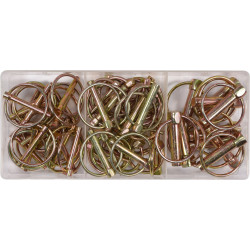 COFFRET 50 GOUPILLES CLIPS D'ATTELAGE AGRICOLE AVEC ANNEAU ASSORTIES 4,5 à 11 MM