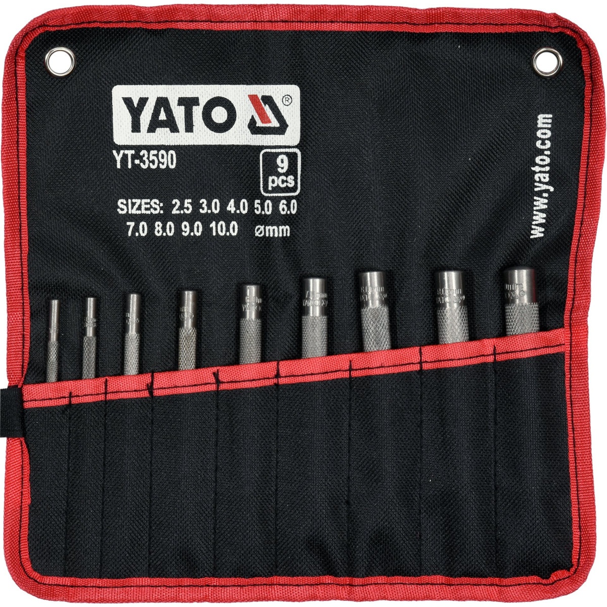 JEU DE 9 EMPORTE PIECES RONDS YATO 2,5 - 10 mm, POINCONS DE DECOUPE JOINTS