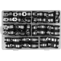 ASSORTIMENT DE 52 COLLIERS DE SERRAGE ET DE FIXATION INOX AVEC BANDE CAOUTCHOUC